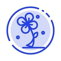 Flora Floral Flower Nature Spring Blue Dotted Line Line Icon vector