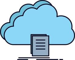 cloud access document file download Flat Color Icon Vector