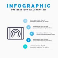 interfaz táctil de usuario de interacción plantilla de infografía azul plantilla de icono de línea de vector de 5 pasos