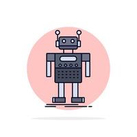 robot Android artificial bot technology Flat Color Icon Vector