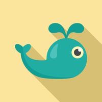 Ocean whale toy icon, flat style vector