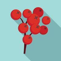 Rowan forest berry icon, flat style vector