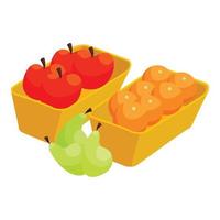 Boxes of fruit icon, cartoon style vector