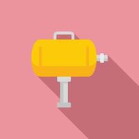 Tire fitting air compressor icon, flat style vector