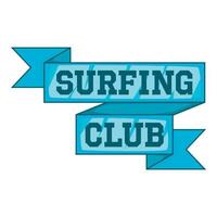 Surf club emblem icon, cartoon style vector