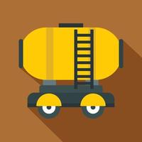 Waggon storage tank with oil icon, flat style vector