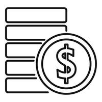 Broker coins stack icon, outline style vector