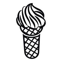 Ice cream in waffle cone icon, outline style vector