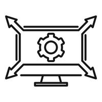 Outsource monitor icon, outline style vector