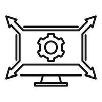 icono de monitor externo, estilo de esquema vector