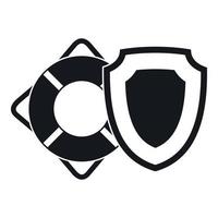 Lifebuoy and safety shield icon, flat style vector