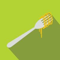 Spaghetti on a fork icon, flat style vector