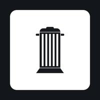 Gray trash can with lid icon, simple style vector