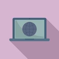 Laptop web network icon, flat style vector