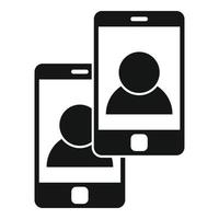 Phones video call icon, simple style vector