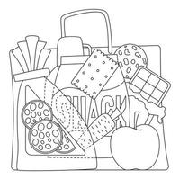 Bag with purchases icons set, outline style vector