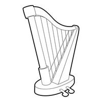 Harp icon, outline isometric style vector