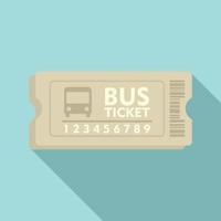 Carton bus ticket icon, flat style vector