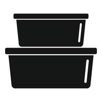 Plastic box stack icon, simple style vector