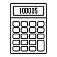 icono de calculadora de crédito financiero, estilo de esquema vector