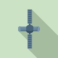 Fly space station icon flat vector. Satellite rocket vector