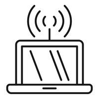Engineer wifi laptop icon, outline style vector