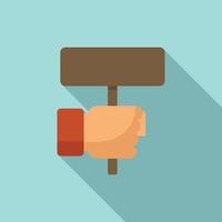 Hitchhiking hand board icon, flat style vector