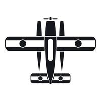 Ski equipped airplane icon, simple style vector