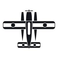 Ski equipped airplane icon, simple style vector