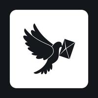 Dove with letter icon, simple style vector