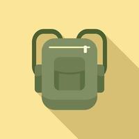 icono de mochila de autostop, estilo plano vector