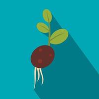 Green potato sprout from the root icon, flat style vector