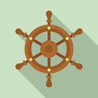 icono de rueda de barco de aventura, estilo plano vector