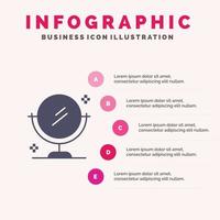 espejo limpieza limpiar sólido icono infografía 5 pasos presentación antecedentes vector