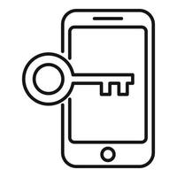 Phone key authentication icon, outline style vector