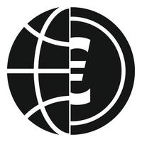 icono de crédito global en euros, estilo simple vector