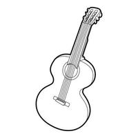 Guitar icon, outline isometric style vector