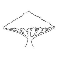 árbol con un icono de corona extendido, estilo de contorno vector