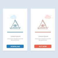 Eye Illuminati Pyramid Triangle  Blue and Red Download and Buy Now web Widget Card Template vector