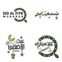 hermosa colección de 4 escritos de caligrafía árabe utilizados en tarjetas de felicitaciones con motivo de festividades islámicas como festividades religiosas eid mubarak happy eid vector