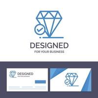 tarjeta de visita creativa y plantilla de logotipo diamante joya grande pensar tiza vector ilustración