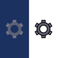 Basic Gear Setting Ui  Icons Flat and Line Filled Icon Set Vector Blue Background