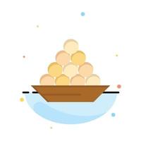 Bowl Delicacy Dessert Indian Laddu Sweet Treat Abstract Flat Color Icon Template vector