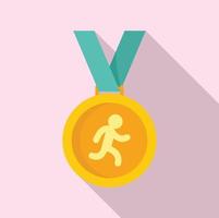 Running gold medal icon, flat style vector