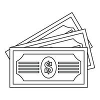 Three dollar bills icon, outline style vector