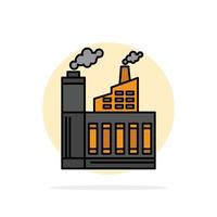 Industry Building Construction Factory Smoke Abstract Circle Background Flat color Icon vector