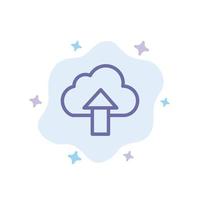 Arrow Upload Up Cloud Blue Icon on Abstract Cloud Background vector