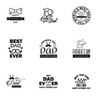 Happy Fathers Day vector hand lettering 9 Black Calligraphy illustration for greeting card festival poster etc Editable Vector Design Elements