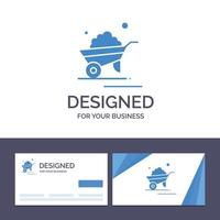 Creative Business Card and Logo template Barrow Garden Trolley Truck Wheelbarrow Vector Illustration