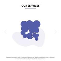 Our Services Air Dust Environment Pm2 Pollution Solid Glyph Icon Web card Template vector